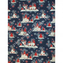  Kék karácsonyi manós Gyerekmintás pamut póló anyag