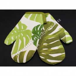  Levél mintás konyhai kesztyű zöld pamut szegéllyel Konyhai kiegészítő