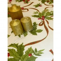  Színes fagyöngy bézs alapon Karácsonyi asztalterítő anyag